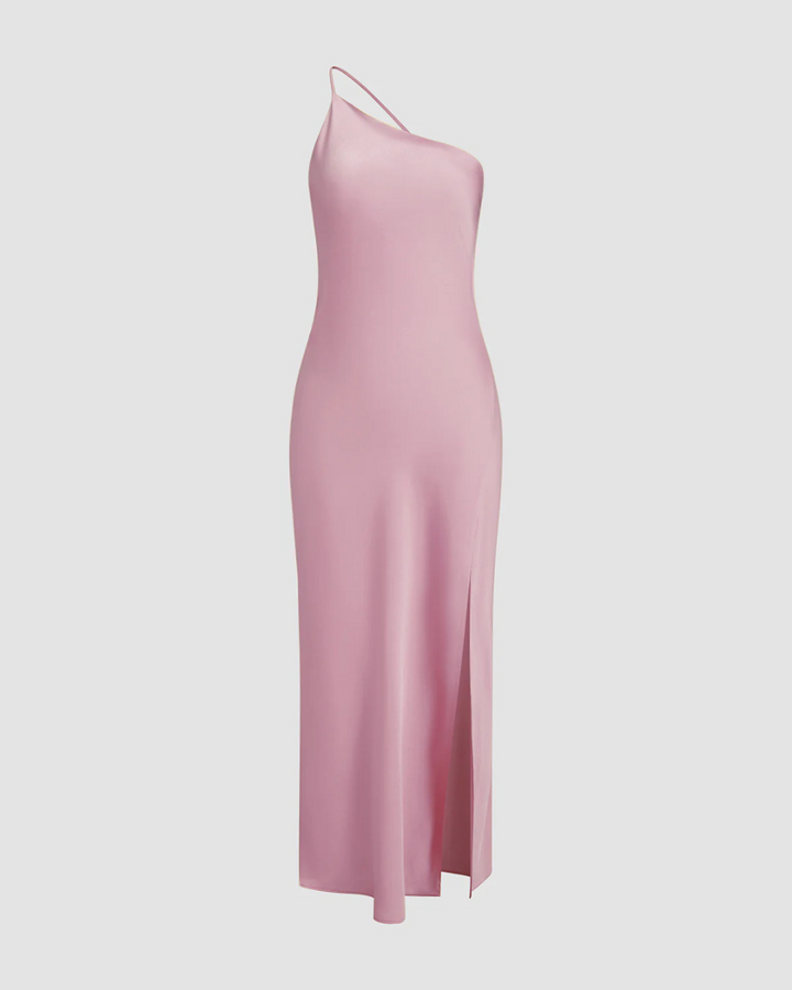 Maliah | Moonlight Open Back Satin Slit Long Dress