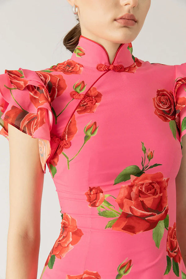 Harper - High-Neck Flare Sleeve Dress