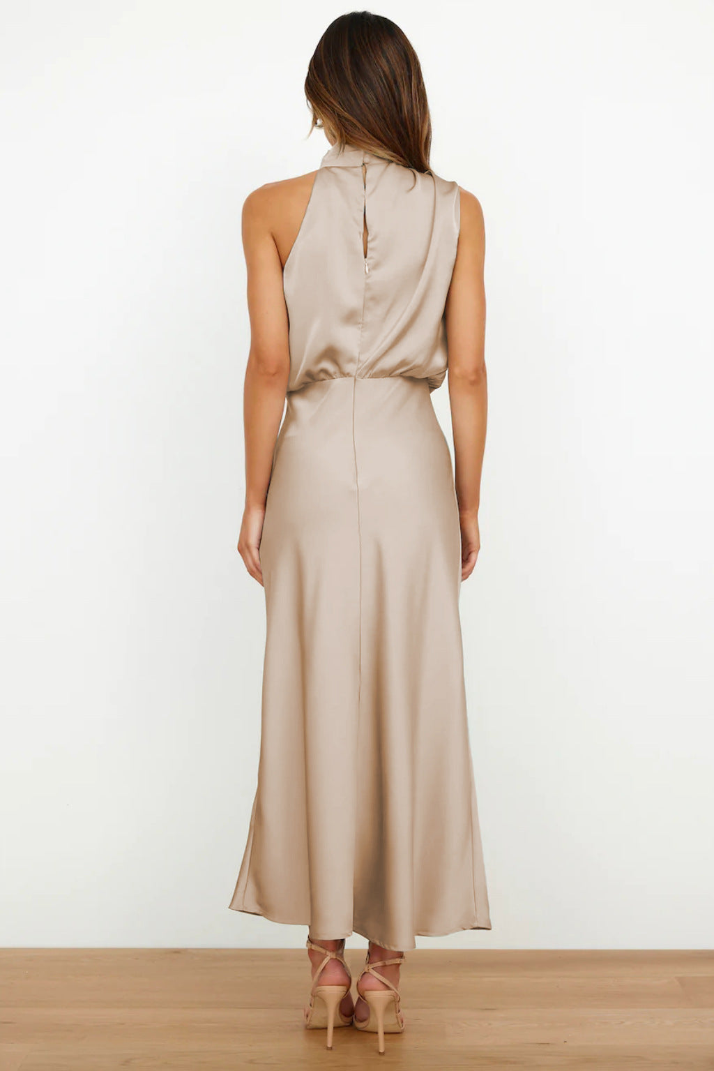 Valeria - Satin Halter Neck Long Dress