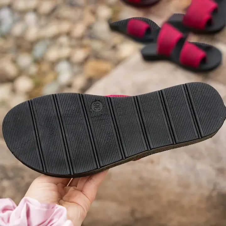 Celia-  Perforated Mesh Slide Sandals