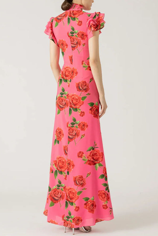 Harper - High-Neck Flare Sleeve Dress