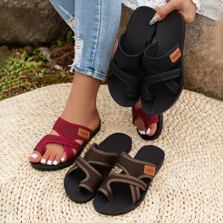 Celia-  Perforated Mesh Slide Sandals