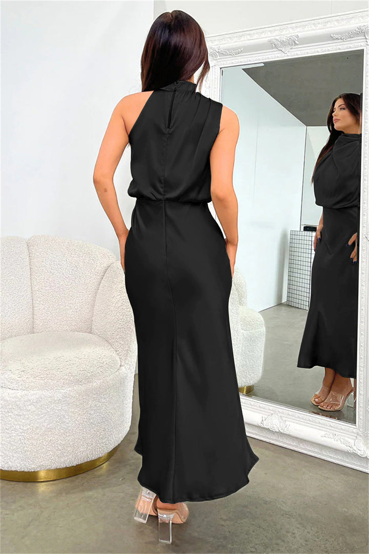 Valeria - Satin Halter Neck Long Dress