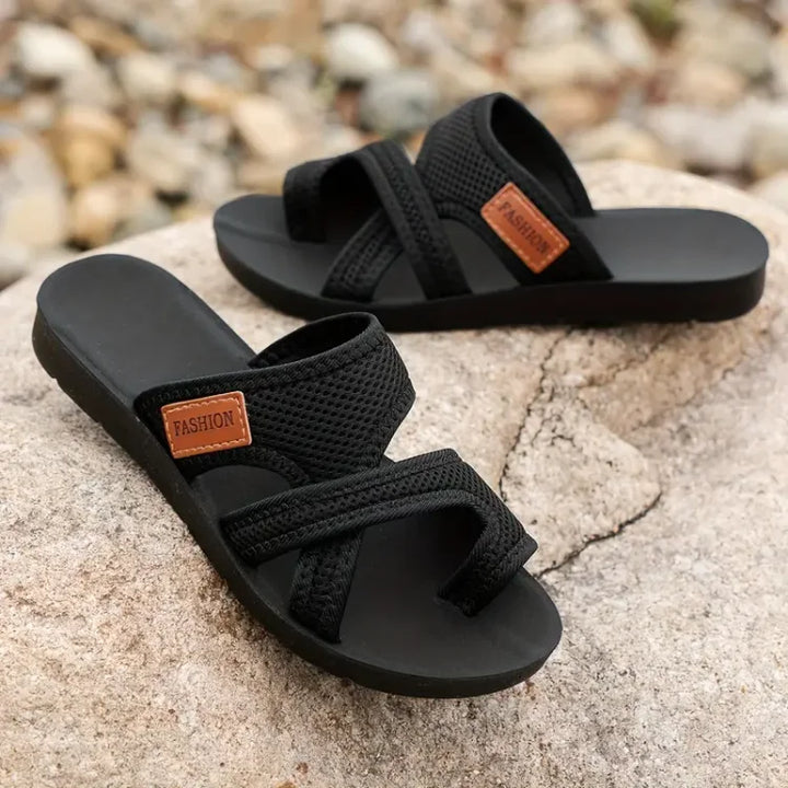 Celia-  Perforated Mesh Slide Sandals