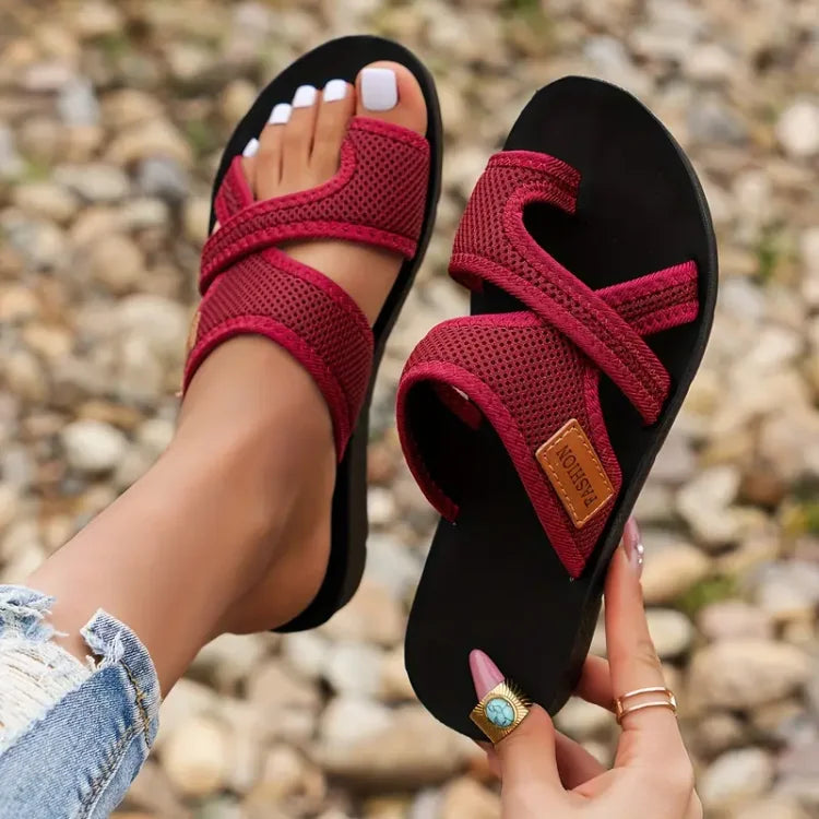 Celia-  Perforated Mesh Slide Sandals