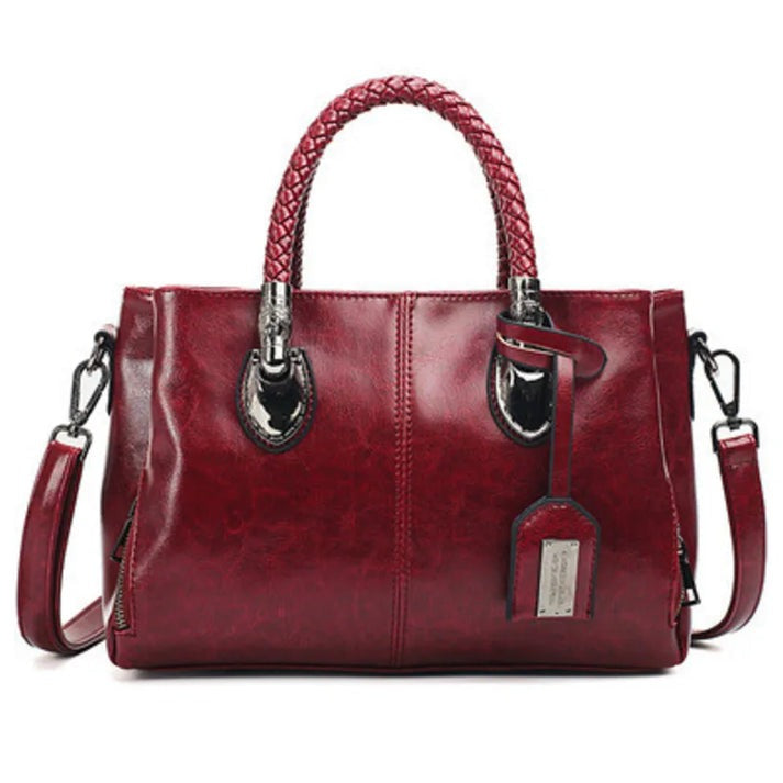Pia - Elegant Leather Handbag with Braided Handle